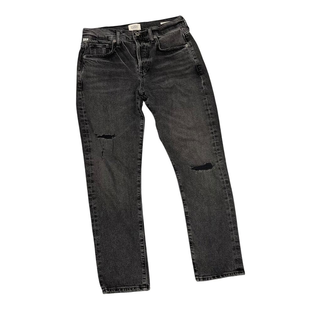 Citizens Of Humanity Emerson Jeans Washed Black Denim 24 Button Fly Distressed